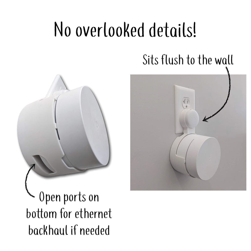 Google WiFi Outlet Holder Mount: [New 2020 â€“ Present Version â€“ Round Plug] The Simplest Wall Mount Holder Stand Bracket for Google WiFi Routers and Beacons - No Messy Screws! (1-Pack) White (1-Pack)