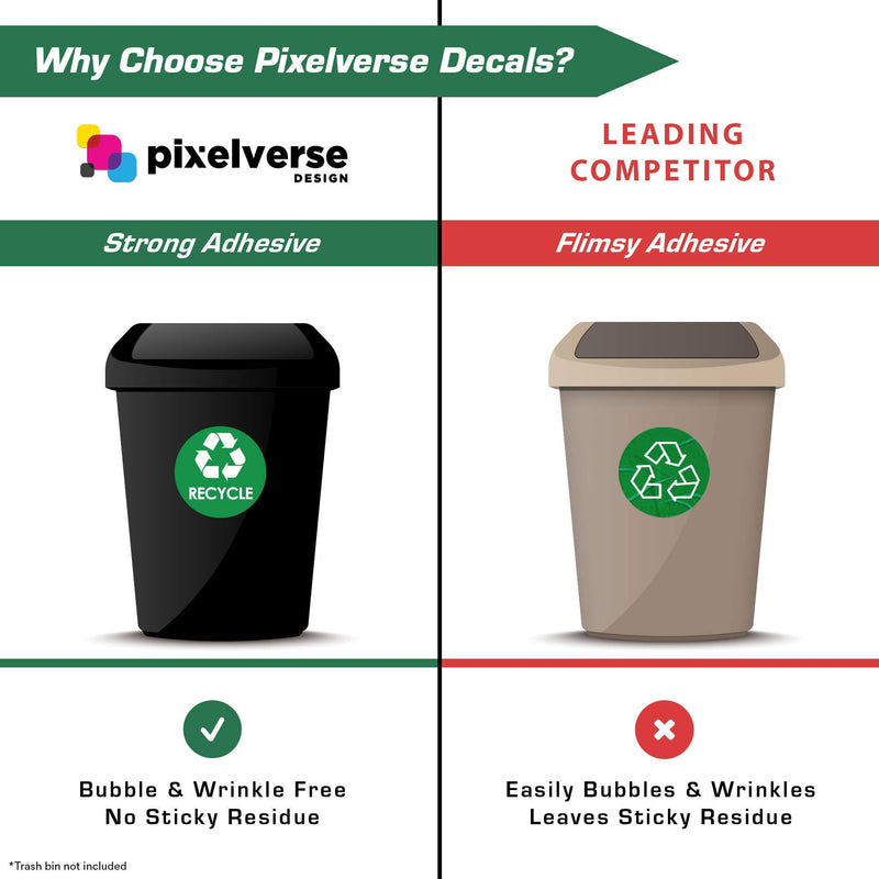 Recycle Sticker Trash Bin Label - 4" x 4" Organize & Coordinate Garbage Waste from Recycling - Great for Metal Aluminum Steel & Plastic Trash Cans - Indoor/Outdoor - Home Kitchen & Office Use (4 Pack)