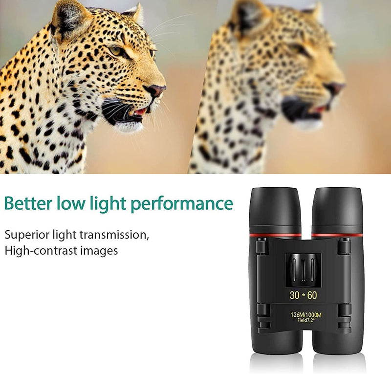 ZIYOUHU 30x60 Binoculars Small Compact Light Binoculars, Suitable for Adults and Children Bird Watching Travel Sightseeing, Waterproof Lightweight Small Binoculars, with Clear Low-Light Vision…