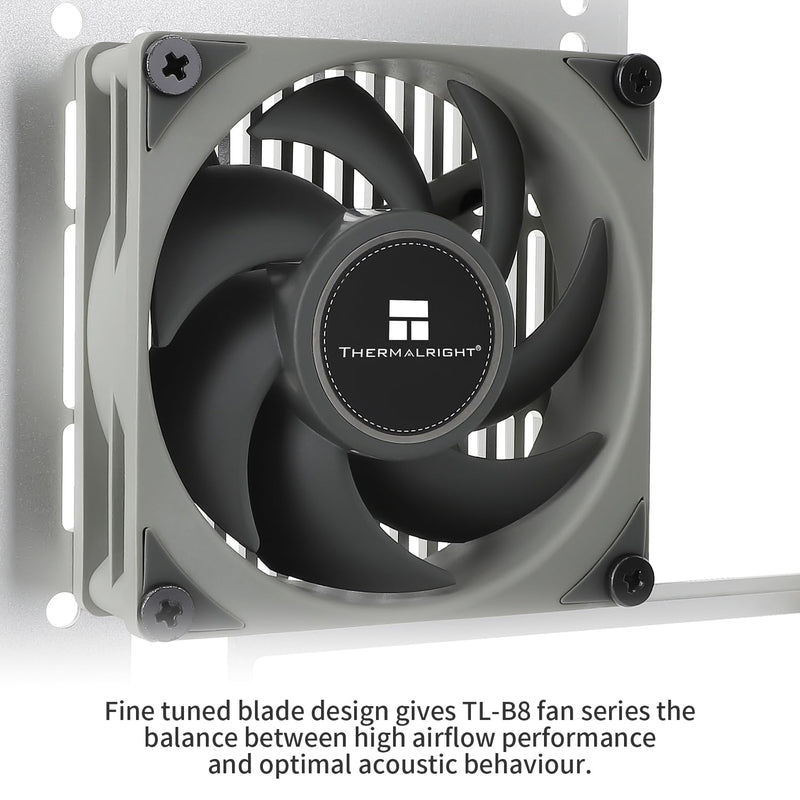 Thermalright TL-B8 CPU Fan Computer Case Fan Quiet 4pin PWM PC Fan, 80mm Silent Cooler Fan, 2200RPM Speed, CPU Cooling Fan(Gray)