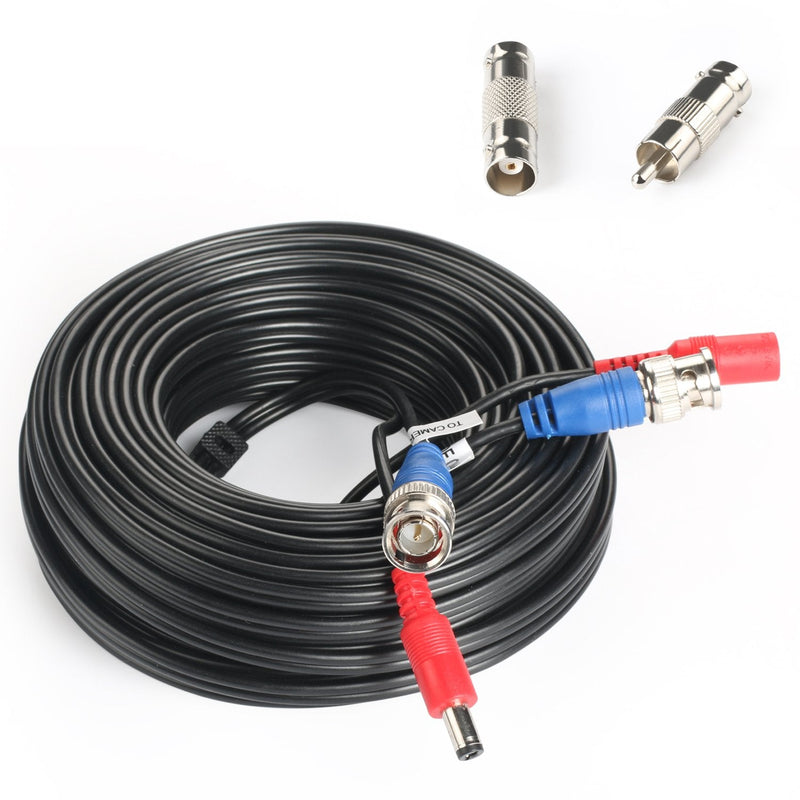 SHD 50Feet BNC Vedio Power Cable Pre-Made Al-in-One Camera Video BNC Cable Wire Cord for Surveillance CCTV Security System with Connectors(BNC Female and BNC to RCA)