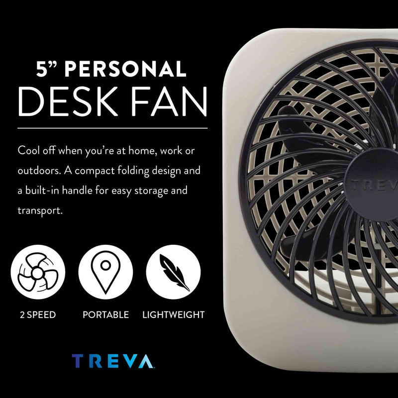 O2COOL 5" Portable Fan Battery Powered, 1 Unit, Grey