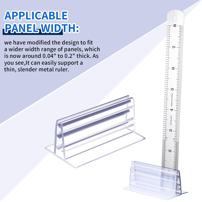 24 Pieces Self Adhesive Sneeze Holder, Acrylic Panels Holder, Sneeze Bracket Mouth, Acrylic Stands, Glass Stands, 3 x 1.6 Inch (L x H), 0.04 to 0.2 Inch Thick