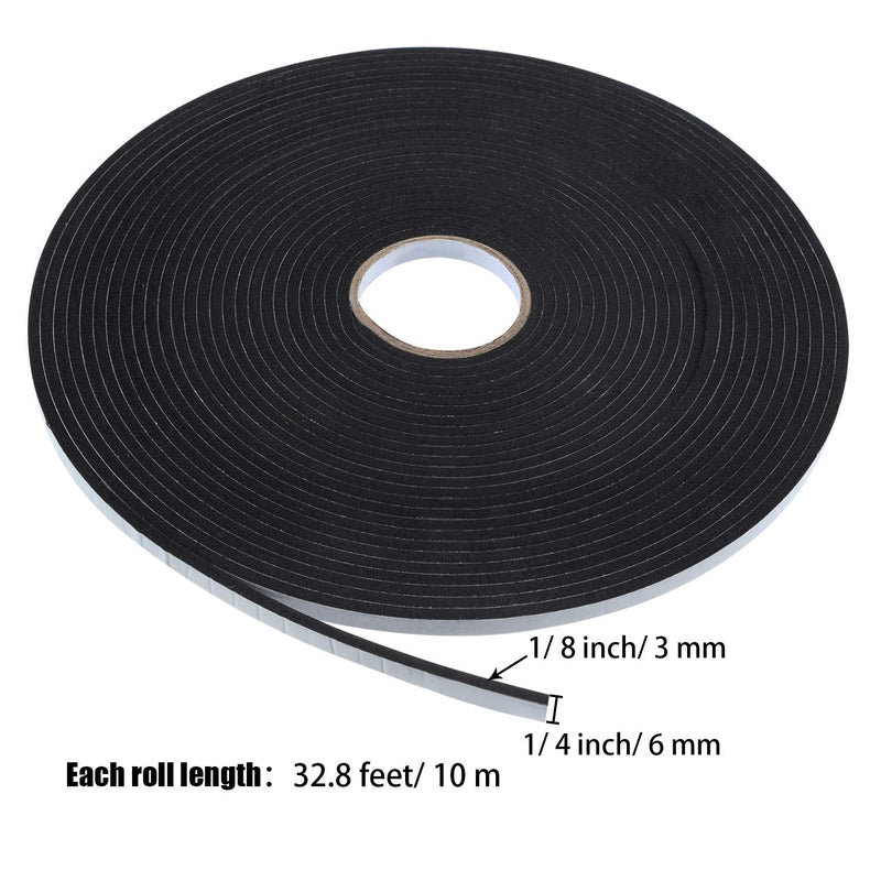 Tatuo Double Sided Foam Mounting Tape Foam Adhesive Tape Foam Seal Tape, 1/8 Inch Thick Foam Seal Strip, 3 Rolls (1/4 Inch Wide by 32.8 Feet Long Each Roll) 1/ 4 Inch Wide by 32.8 Feet Long Each Roll