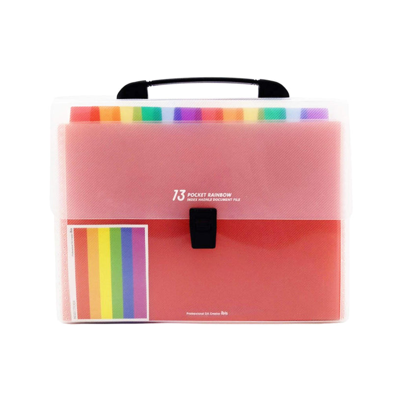 Expanding Files Folder 13 Pockets A4 Rainbow Accordion File Organizer,Index Handle File High Capacity Expanding Document Folder for Business Office Study(002) Rainbow-2