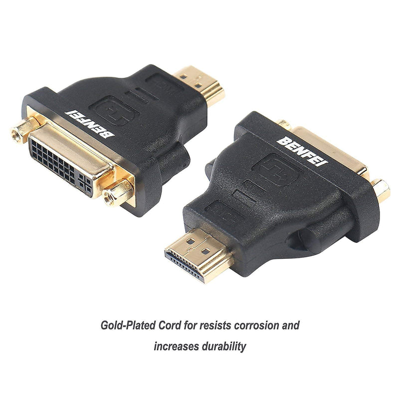 HDMI to DVI Adapter, BENFEI HDMI to DVI-D DVI Bidirectional Converter Male to Female with Gold-Plated Cord 2 Pack