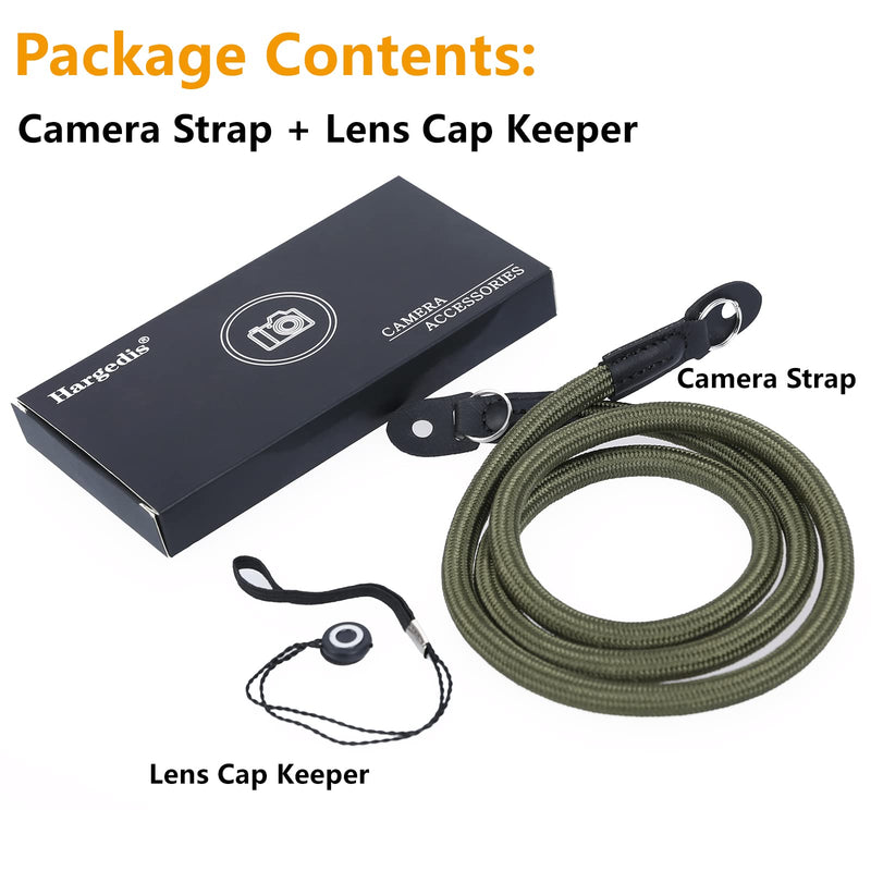 Hargedis Camera Shoulder Strap Climbing Rope Camera Neck Strap for Mirrorless and DSLR Cameras, with Lens Cap Keeper (Green) Green