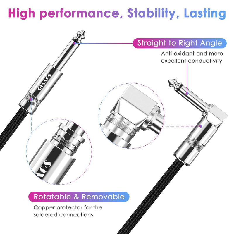 Guitar Cable 10ft, Sovvid Professional Instrument Cable Electric Guitar AMP Cord, 1/4inch TS Cable for Guitar Bass Mandolin Keyboard and Pro Audio (10FT, Black)