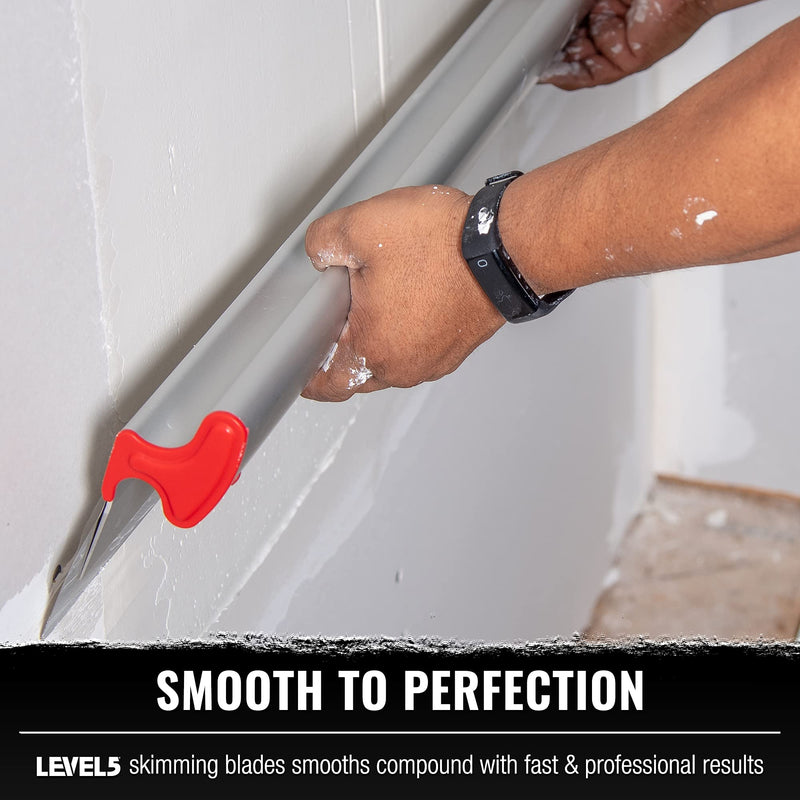 LEVEL5 7" Skimming Blade | Smoothing/Knock-Down Knife | Extruded Aluminum & European Stainless Steel Construction | High-Impact End Caps | Sheetrock Drywall Gyprock Wall-Board Plasterboard | 4-907 7"