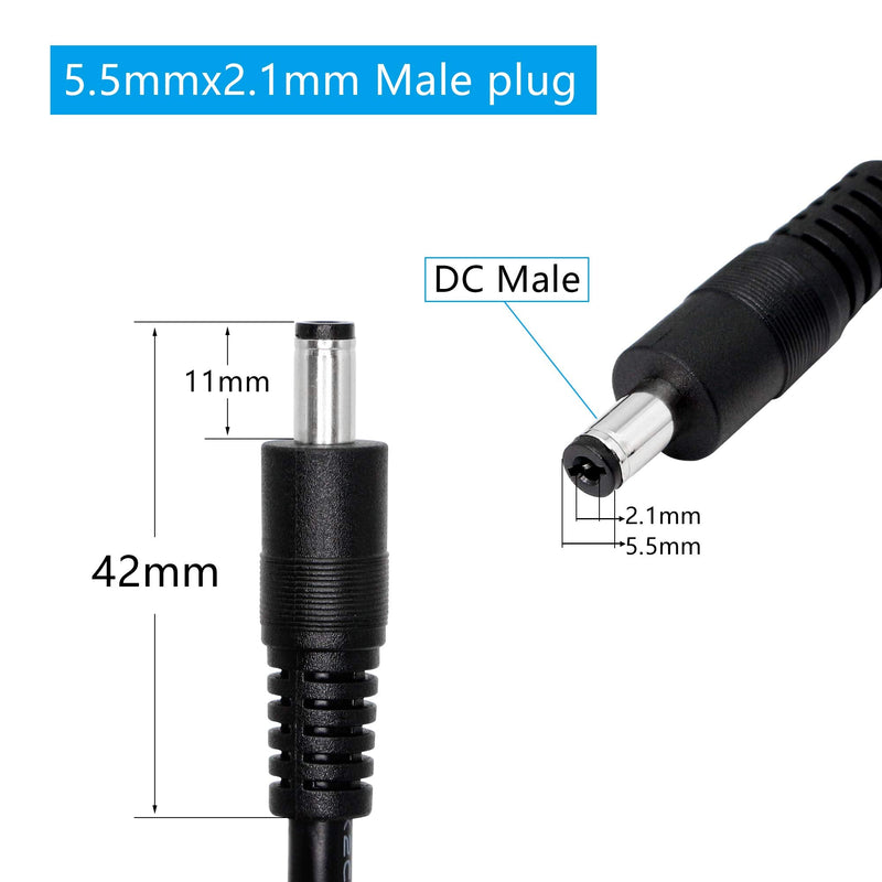 DC to DC Cable,3FT 18AWG DC 5.5MM x 2.1MM Male to Male Plug Power Adapter Cable for LED, CCTV, Car, Monitors,etc(2 Pcs)
