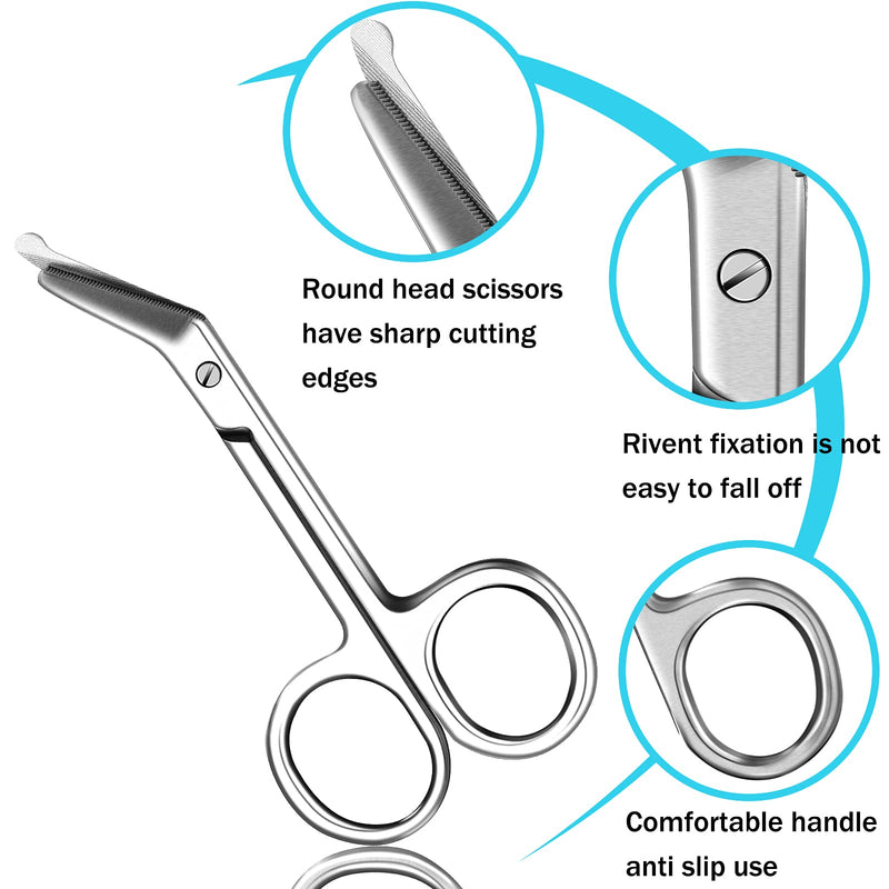 Ostomy Scissors Bandage Scissors Nursing Scissors Stainless Steel Scissors for Doctors, Nurses, Veterinary Home Nursing, 4.3 x 2.1 Inch, Curved (2 Pieces)