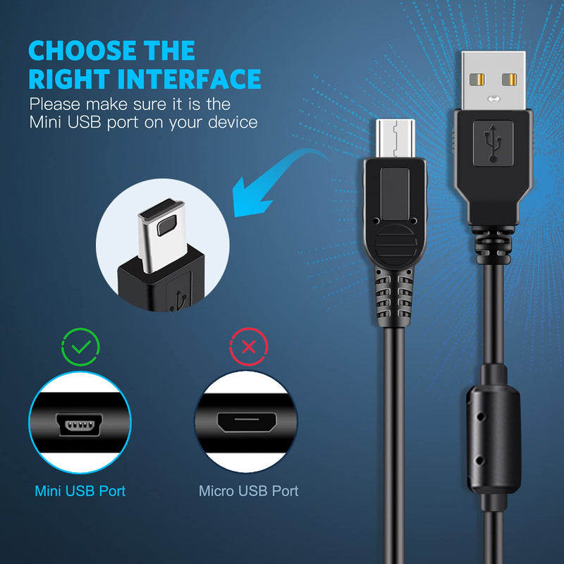 2Pack 10Ft Charger Cable for PS3 Controller, Magnetic Ring Mini USB Data Cord for Sony Playstation 3/ PS3 Slim/PS Move Controllers,GoPro, TI-84 Plus CE HD,Dash Cam,MP3 Player Digital Camerasetc