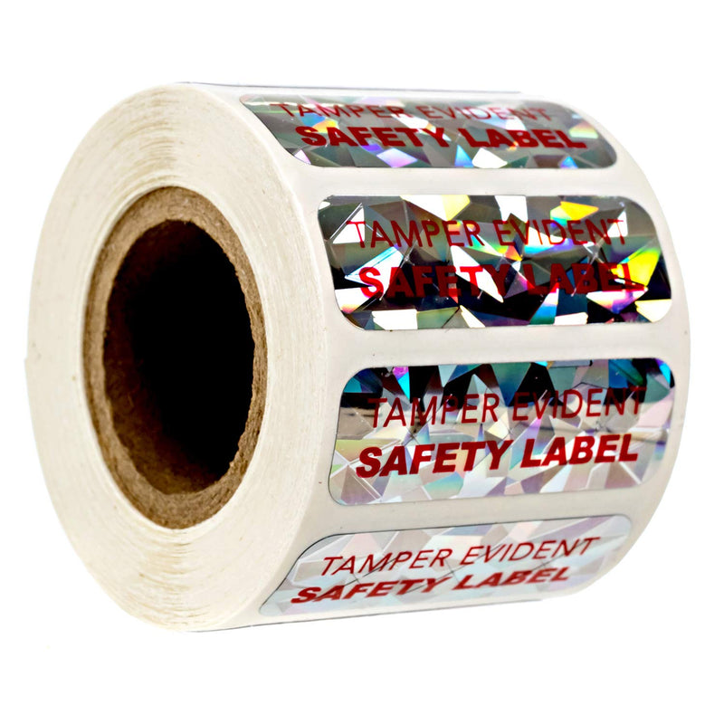 Holographic Tamper Evident Labels / 500 Tamper Resistant Labels / 1.5" x 0.5" Quality Control Stickers