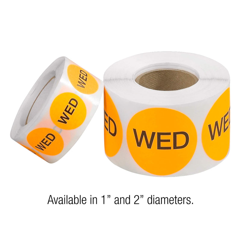 Ship Now Supply SNDL6522 Tape Logic Inventory Circle Labels, Days of The Week,"WED", 2", Fluorescent Orange (1 Roll of 500 Labels)