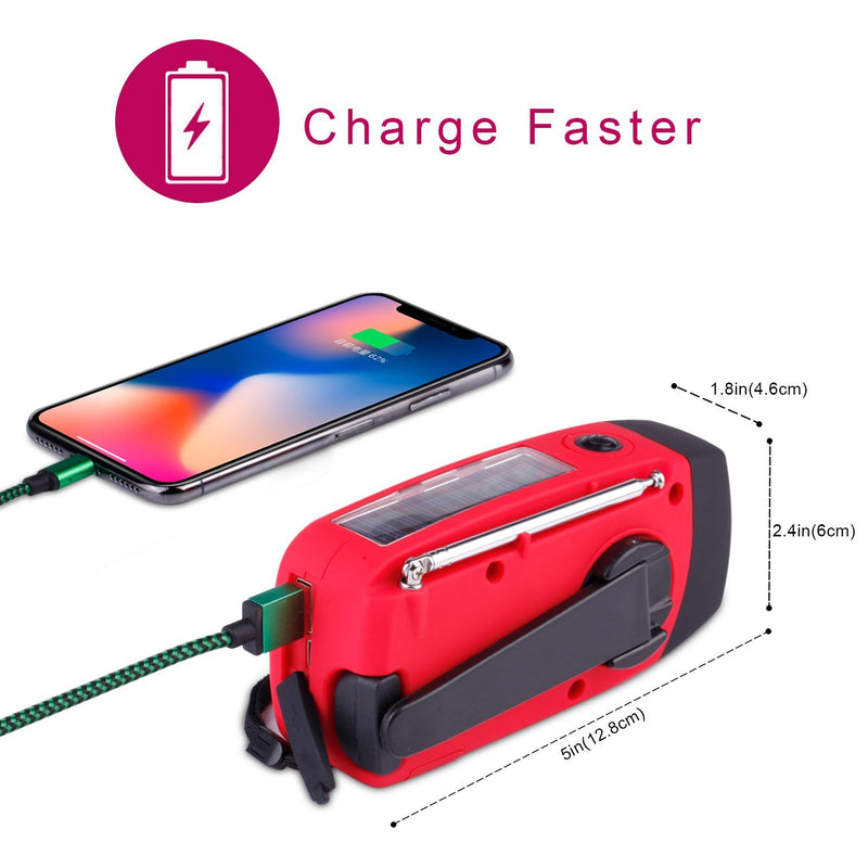 Solar Hand Crank Emergency Weather Radio ,NOAA / AM / FM Portable Radio with 3 LED Flashlight 1000mAh Power Bank Cellphone Charger