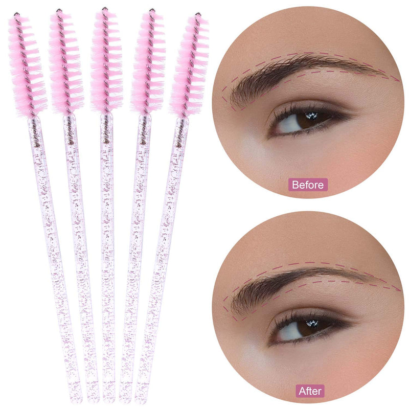 Tbestmax 500 Disposable Mascara Wands Eyelash Brush Spoolies for Eyebrow Eye Lash Extension Colorful Crystal Stick -5-color