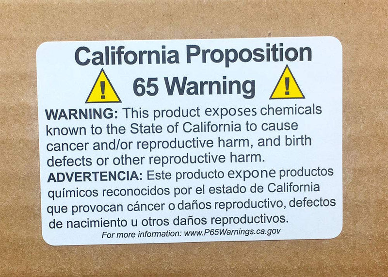 California Proposition 65 Warning Labels Short Form 2 x 3 Inch Rectangle 500 Adhesive Stickers