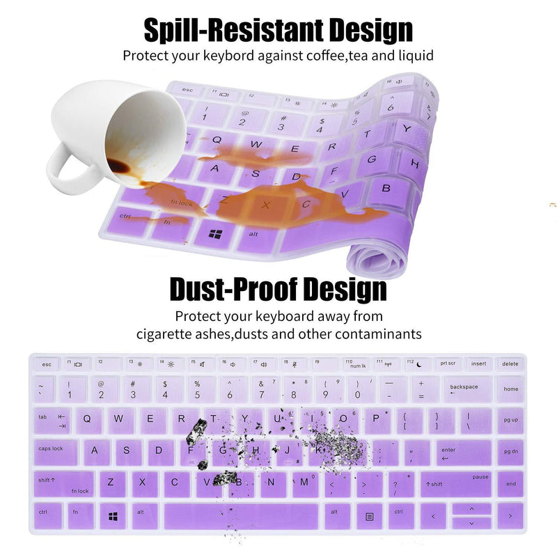 Keyboard Cover for 14" HP ProBook 445 G6 14", HP ProBook 440 G5 G6 G7 14", HP ProBook x360 440 G1 14", HP ProBook 640 G4 G5 14" Notebook, Ombre Purple&Pink