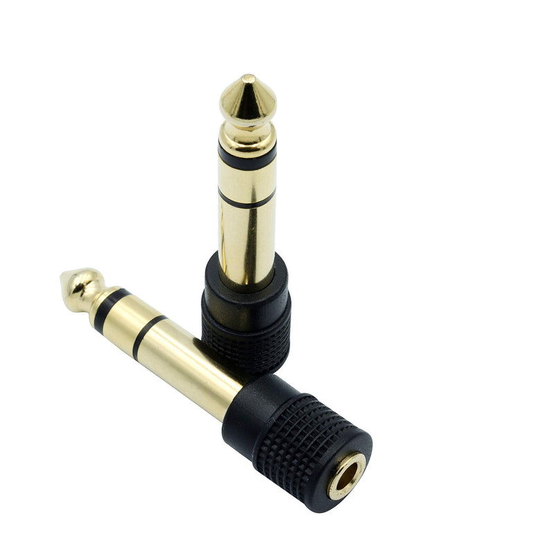 Audio Adapter 6.35mm (1/4 inch) Male to 3.5mm (1/8 inch) Female Stereo Headphone Connector Gold Plated, 2 Pack