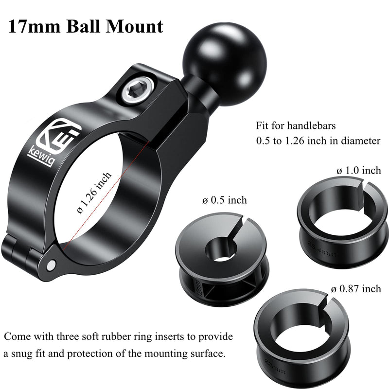 BRCOVAN Aluminum Alloy 17mm Ball Handlebar Mount Base for Garmin GPS RAM Mounts & Motorcycle Bike Phone Holder with 17mm Swivel Ball Mounting Pattern (R3B) R3B - 17mm ball