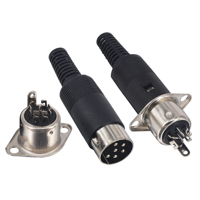 6 Pin DIN Male Plug + Female Adapter Socket Panel Mount AV Solder 6 pin din Connector Set of 2