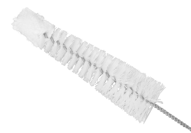 Tapered Nylon Cleaning Brush with Cotton Yarn Tip, 8.75" - Twisted Stainless Steel Wire Handle - Ideal for 0.5" - 0.75" Diameter Test Tubes, Bottles, Flasks, Cylinders, Jars, Vases, Cups - Eisco Labs
