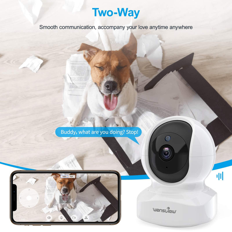 Home Security Camera, Baby Camera,1080P HD wansview Wireless WiFi Camera for Pet/Nanny, Motion Alerts, 2 Way Audio, Night Vision, Compatible with Alexa Echo Show, with TF Card Slot and Cloud White