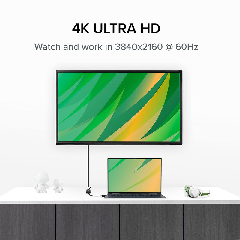 Plugable Active DisplayPort to HDMI Adapter - Connect Any DisplayPort-Enabled PC or Tablet to an HDMI Enabled Monitor, TV or Projector for Ultra-HD Video Streaming (HDMI 2.0 up to 4K 3840x2160 @60Hz)