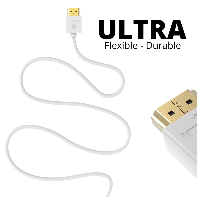 Pacroban Ultra Slim White 4K HDMI Cable (15ft - 2pack) Available in 1.5, 3, 6, 10, 15, 17 Feet 15ft - 2pack
