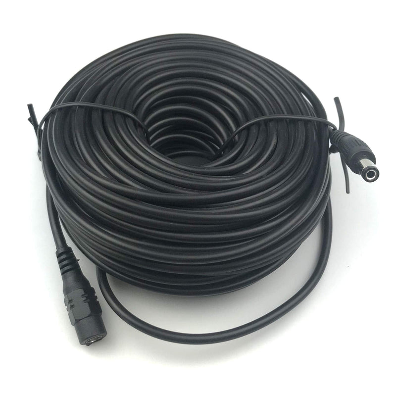 Vanxse CCTV 20M 2.1x5.5mm Dc 12v Power Extension Cable for CCTV Security Cameras IP Camera Dvr Standalone-20meters Black