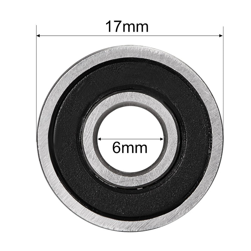 uxcell 606-2RS Deep Groove Ball Bearing 6mm x 17mm x 6mm Double Sealed High Carbon Steel Z1 Bearings 8pcs 6mmx17mmx6mm
