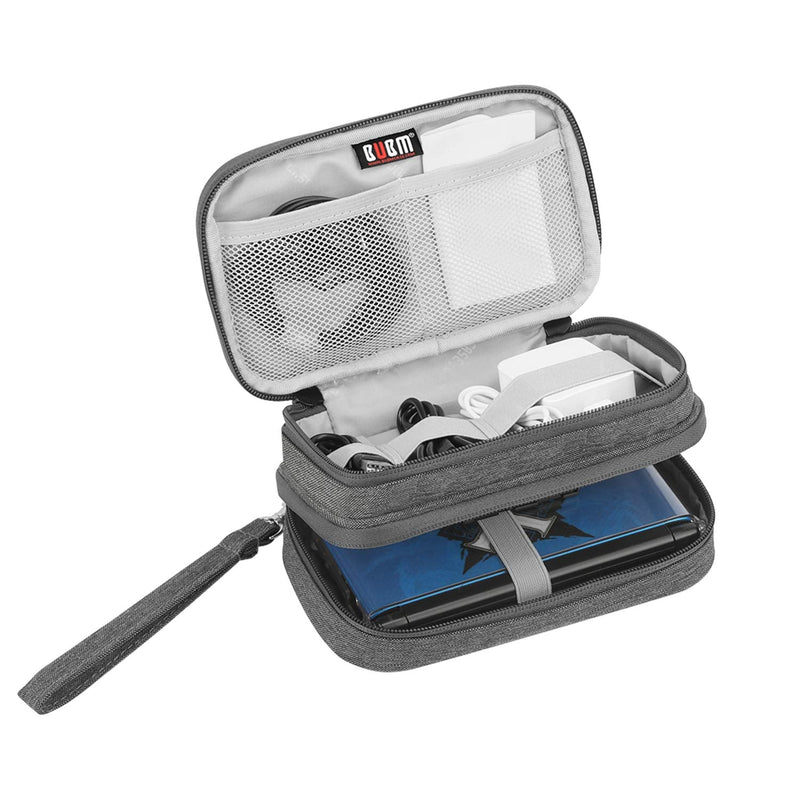 BUBM Double Compartment Storage Case Compatible with 3DS/3DS XL/New 2DS XL, Protective Carrying Bag, Portable Travel Organizer Case Compatible with 3DS/3DS XL/New 2DS XL and Accessories,Gray gray