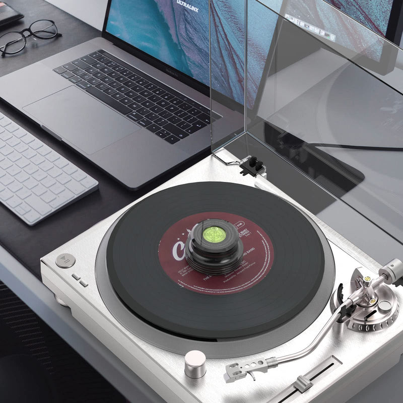 Record Weight Stabilizer,60Hz Vinyl Turntable Clamp, 60HZ 280g LP Disc Stabilizer Turntable Disc with Bubble Leveling for Vibration Balanced (Black,60HZ)
