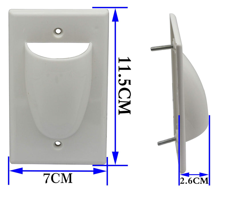 zdyCGTime Bulk Nose Faceplate Wall Plate for Cabling 1 Gang Cable Plate Internal Management Convex Audio Video Cable Pass Through Nose Plate White (2 Pack)
