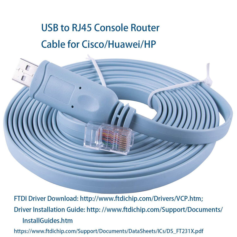 Network Equipment Console Cable for Cisco Routers, Switches and Firewall Equipment,USB Type A to RJ45 RS232 Console Cable (12FT, USB A) 12FT USB Type-A