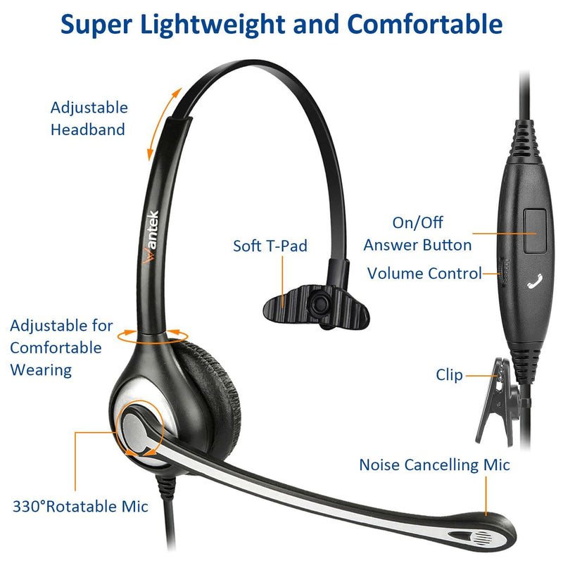 Phone Headset for Cell Phone with Microphone Noise Cancelling, 3.5mm Computer Headphones for iPhone Samsung PC Mac, Laptop Headset for Office Home School Classroom Call Center Skype Zoom Black