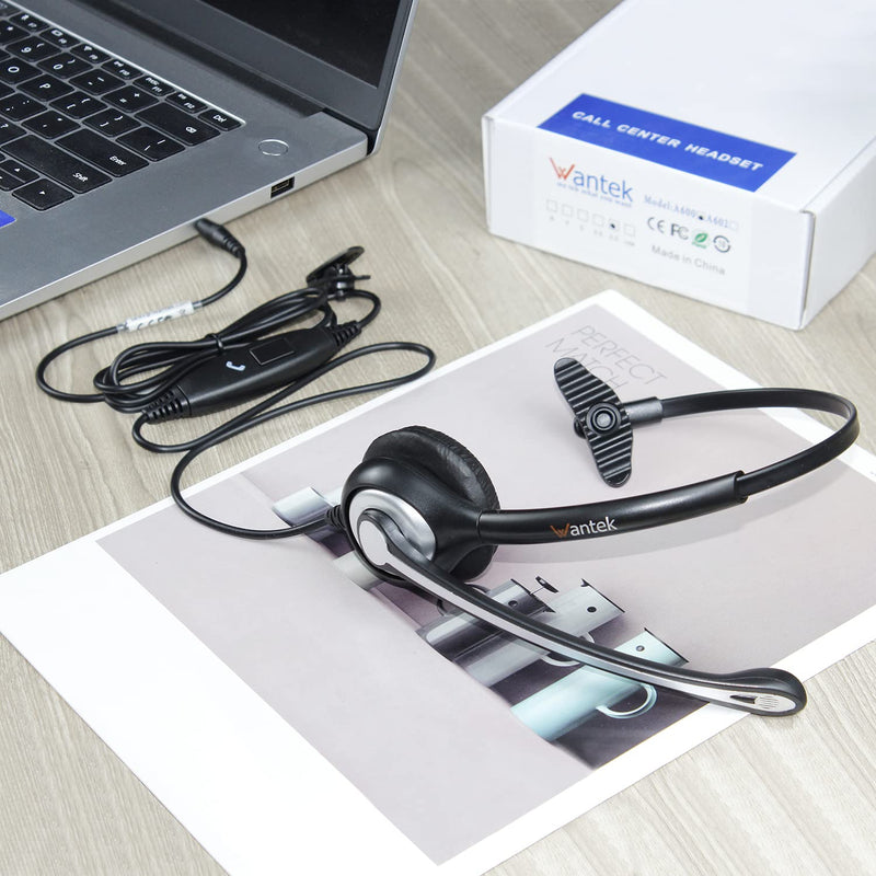 Phone Headset for Cell Phone with Microphone Noise Cancelling, 3.5mm Computer Headphones for iPhone Samsung PC Mac, Laptop Headset for Office Home School Classroom Call Center Skype Zoom Black