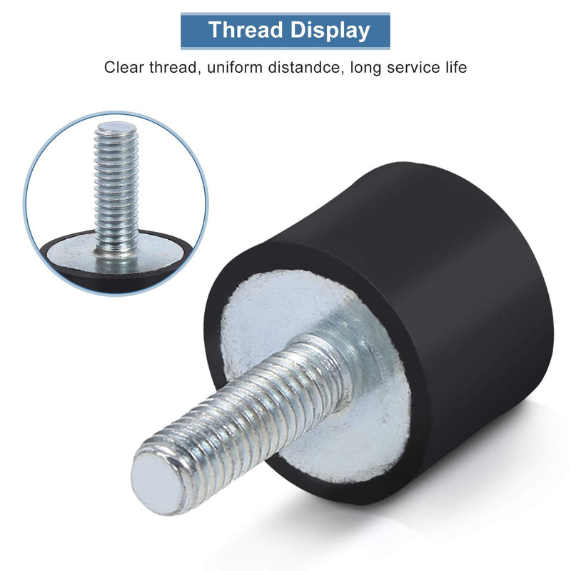 Rubber Mounts M6 M8 Cylindrical Rubber Isolator Mounts Shock Absorber Anti Vibration Mount 1/4 Shock Absorption Mount w/Threaded Stud Vibration Isolator Silentblock Car Boat Bobbins, M6 Pack of 4 VD20*15 M6*18