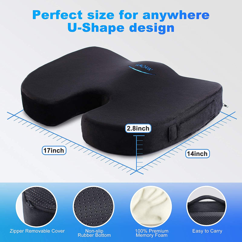WAOAW Seat Cushion, Office Chair Cushions Butt Pillow for Long Sitting, Memory Foam Chair Pad for Back, Coccyx, Tailbone Pain Relief
