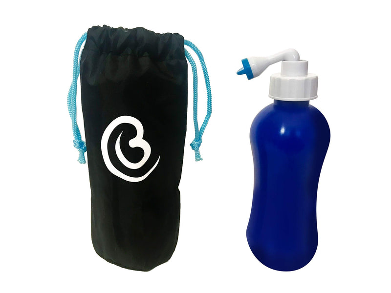 BOSS BIDET MINI perfect for home, travel, post partum. Great pressure, easy to use, high quality. Hot warm cold water. Angled retractable nozzle, discrete bag, compact 12.5 oz 380 ml blue