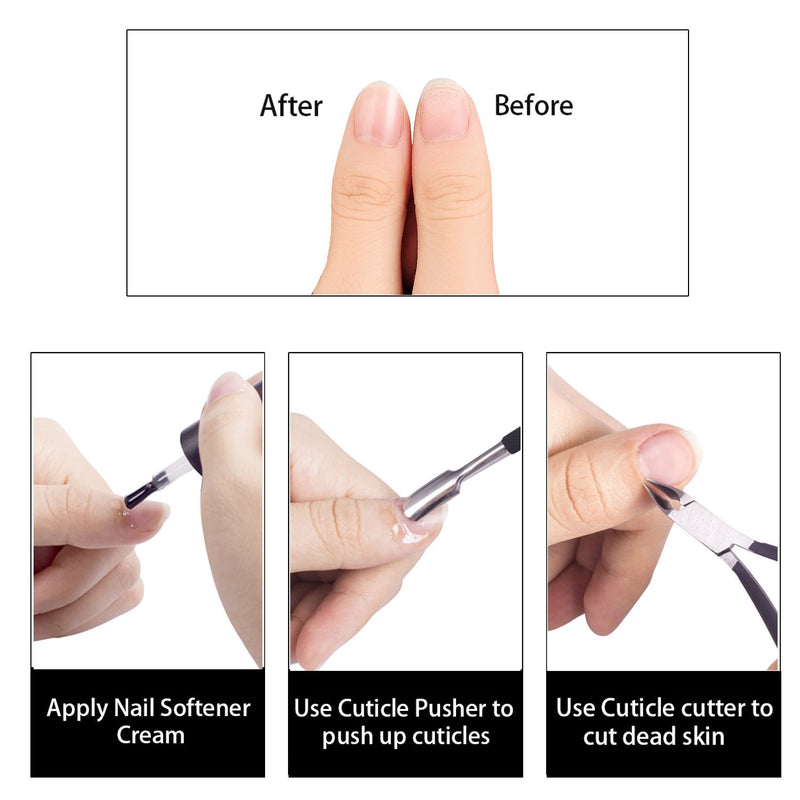Cuticle Trimmer with Cuticle Pusher - Ejiubas Cuticle Remover Cuticle Nipper Professional Stainless Steel Cuticle Cutter Clipper Durable Pedicure Manicure Tools for Fingernails and Toenails Black Cuticle Nipper & Pusher