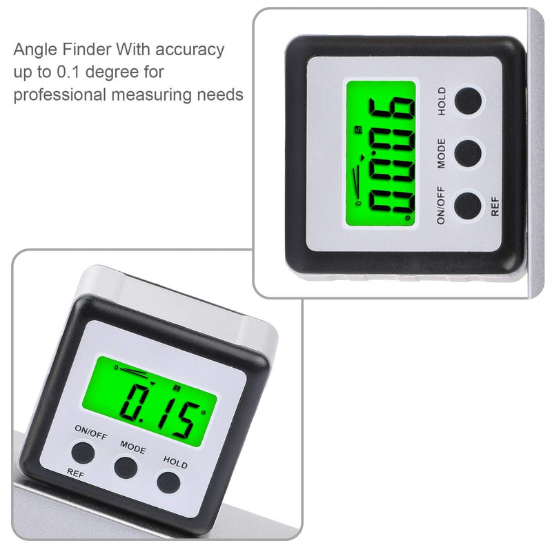 Digital Level Protractor Inclinometer Magnetic Level Angle Meter Angle Finder Level Box Angle Measuring Tool for Carpentry, Building, Automobile, Masonry, etc.Silver+ Green Silver+ Green