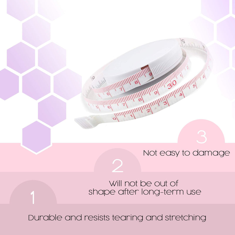 Dukal Fiberglass Tape Measure with White Plastic Case 1/4" x 120". Compact Retractable Flexible Tape Measuring. Body Cloth Measuring Tape. Wear-Resistant Cloth Tape Measure for Clothes.