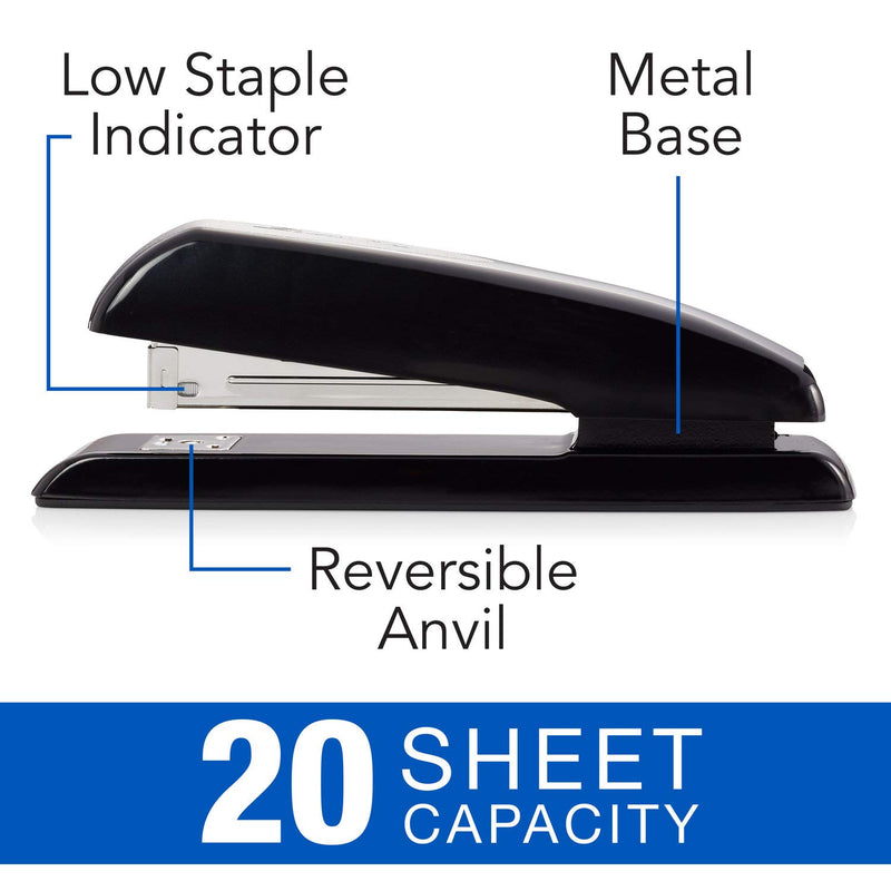 Swingline Stapler, Antimicrobial Office Desk Stapler, 20 Sheet Paper Capacity, Durable, Heavy Duty Stapler for Office Desktop or Home Office Supplies, Black (64601)