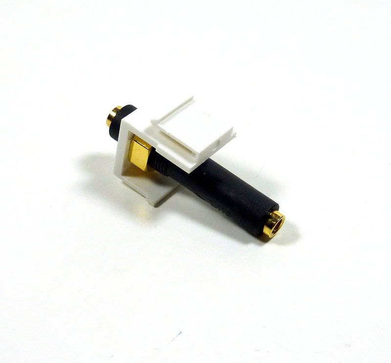 3.5mm Keystone Snap-in Stereo Jack White Female in-line Modular Coupler for Wall Plate; 45-774