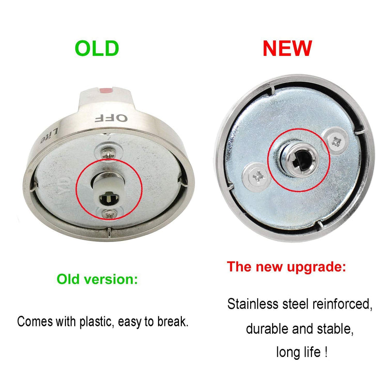 [Upgraded] Dg64-00473A Stainless Steel Burner Dial Knob with Reinforced Power Ring Protection Compatible with Samsung Range Oven Gas Stove Knob NX58F5700WS NX58H5600SS NX58H5650WS NX58J7750SS (5 Pack)