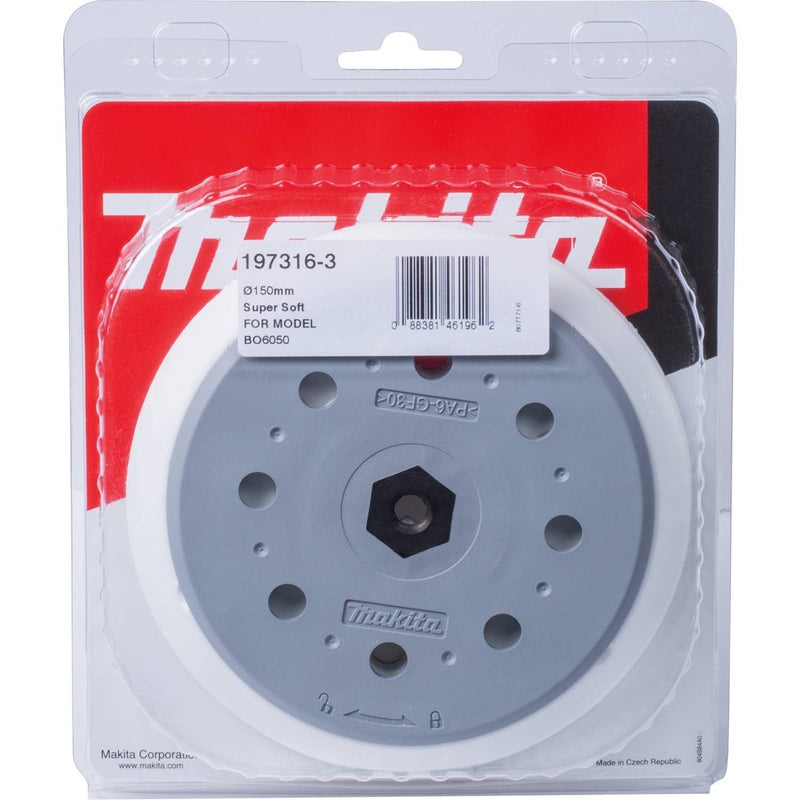 Makita 197316-3 6" Round Backing Pad, Hook & Loop