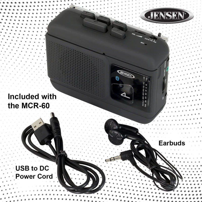 JENSEN MCR-60 Portable Bluetooth AM/FM Cassette Player/Recorder