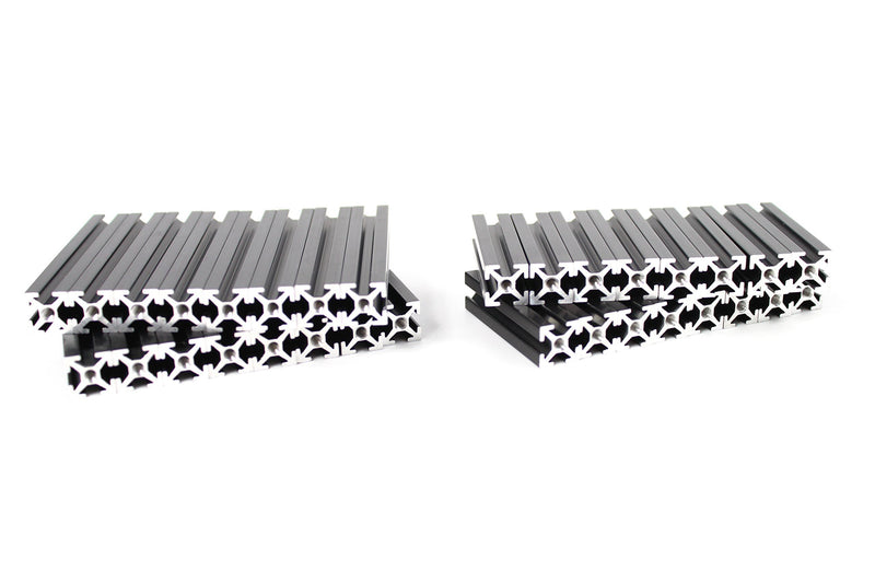 Makerbeam 40x10x10mm Beam, Black anodised (2 Packs of 8) and 60x10x10mm Beam, Black anodised (2 Pack of 8)