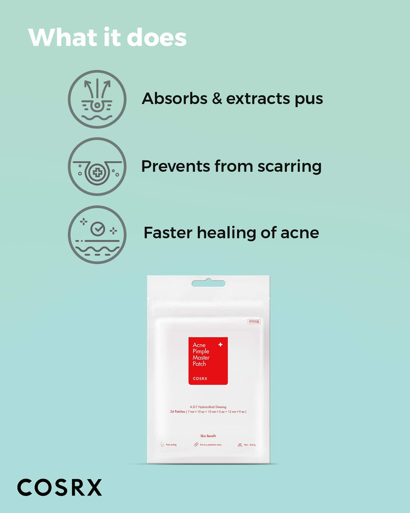 COSRX Acne Pimple Patch (96 counts) Absorbing Hydrocolloid Spot Treatment Fast Healing, Blemish Cover, 3 Sizes